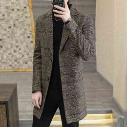 Men's Wool & Blends Long Overcoat Men 2021 Coat Woollen Trench Warm Winter Fashion Long-sleeved Clothing T220810
