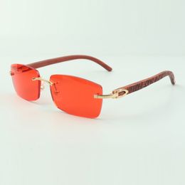 Plain sunglasses 3524012 with tiger wooden sticks and 56mm lenses for unisex