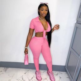 Summer Women Two Piece Set Black Pink Blue Bandage Crop Top and Pant Suits Sexy Club Summer Outfits Woman Matching Sets 220511
