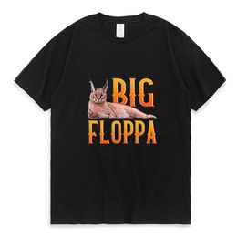 Big Floppa Meme Cute Caracal Cat T Shirt Men Women Street Oversized Fashion Short Sleeve Tees Couple All-match Black T-shirt 220708