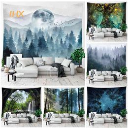 Tapestry Misty Forest Carpet Wall Hanging Aesthetic Room Decor Boho Nature Land