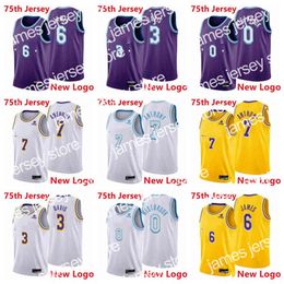 New Lakers's James Basketball Jerseys Russell Westbrook 0 Carmelo Anthony 3 Davis LakerCity Jersey 2021/22 75th Men Embroidery White Yellow