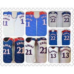 Chen37 Kansas Jayhawks Joel Embiid Basketball Jersey Blue White Josh Jackson 13 Wilt Chamberlain 22 Andrew Wiggin Ncaa KU College Jerseys Cheap