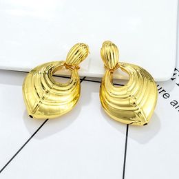 Dangle & Chandelier Drop Earring 24k Gold Plated Geometry Hanging Earrings For Women Fashion Jewellery Dubai African Bijoux Wedding Bridal
