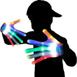 Party Decoration Pair LED Neon Glove Glow In The Dark Toys Light Up Finger Tip Lighting For Children Novelty Toy Kid GiftParty