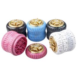 GR22101 factory direct sale 63mm 4 layer smoke grinder with drill fish tail cover rotatable Aluminium metal grinder