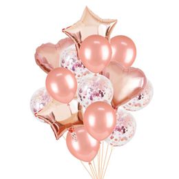 Party Decoration Rose Gold Balloon Set Star Heart Foil Birthday Baby Shower Wedding Helium Ballons Decor GloboParty