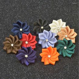 Pins Brooches Fashion Men Brooch Flower Lapel Pin Suit Boutonniere Fabric 10colors Button Stick Butterfly Rhinestone For Wedding Roya22