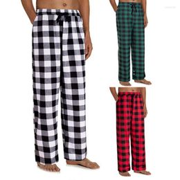 Men's Sleepwear Pyjama Pants Pyjama Trousers Men Sleep Bottoms Lounge Wear Drawstring Plaid Loose HomeMen's