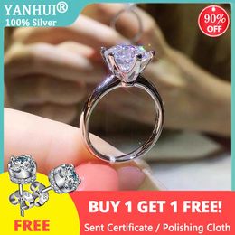 Wedding Rings Free Sent Earrings Solitaire 2.0ct Zirconia Gemstone For Women Luxury 18KRGP White Gold Color Band Bride JewelryWeddingWedding