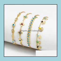 Charm Bracelets Jewellery Gold Evil Blue Eye Lucky Turkish Eyes Bracelet For Women Girls Beach Party Gift 10 Styles Wholesale Drop Delivery 20