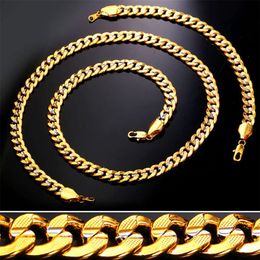 9mm gold chain Canada - 9MM Gold Chain for Men Women Platinum 18K Gold Plated Two Tone Gold Curb Chain Necklace Bracelet Set337j