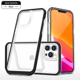 Shockproof Phone Cases For iPhone 13 12 Mini 11 Pro XS Max Samsung S22 Ultra S21 Plus A13 A33 A03 A82 Soft TPU Hard PC Clear Acrylic Multiple Protection Mobile Cover