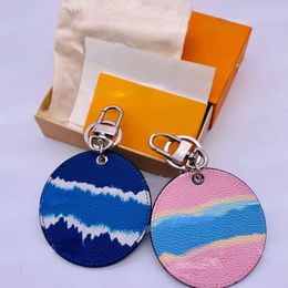 Wholesale Brand Car KeyChains Bag Pendant Round Card Contrasting Colors Key Chain with Box