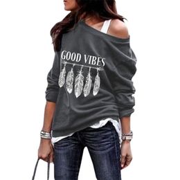 Feather Letters Print Oversized Pullovers Women Autumn Winter Fashion Long Sleeve Sweatshirts Plus Size Loose Tops Female 201202