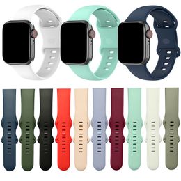 Soft Silicone Band Strap for Apple Watch 7 6 5 4 3 2 1 40MM 44MM 38MM 42MM Rubber Watchband Straps for iWatch serie 7 41MM 45MM