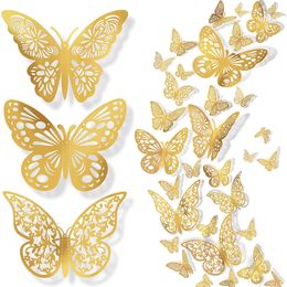 12Pcs/Lot 3D Hollow Butterfly Wall Sticker Decoration Butterflies Decals DIY Home Removable Mural Decoration Party Wedding Kids Room Window Decors DH9898