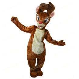 Performance Brown Reindeer Mascot Costumes Halloween Christmas Cartoon Character Outfits Suit Advertising Carnival Unisex Adults Outfit