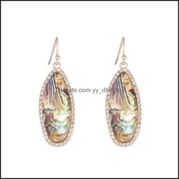 Charm Fashion Acrylic Abalone Shell Paper Charms Earrings Rhinstone Gold Colour Dangle Brincos Pendientes Brand Jewellery Women Yydhhome Dhsh7