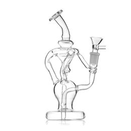 Recycler's Delight: 8.4-Inch Bent Tube Glass Bong with Diffused Downstem, 14mm Female Joint