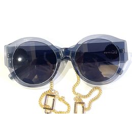 2022 New Round Acetate Wrap Sunglasses Female Retro Plate Casual Eyeglasses Design Personalised with Antiskid chian