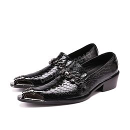 Plus Size Men Black Formal Shoes Snake Grain Genuine Leather Man Brogue Shoes Business Party Men Dress Shoes