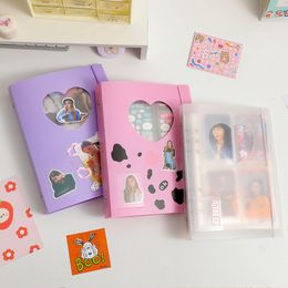 Photo Album Cover 25 Sheets PP Inner Pages A5 Binder Notebook for photos Kpop Photocard Holder Storage Star Chasing Album Book Heart Purple Pink Transparent