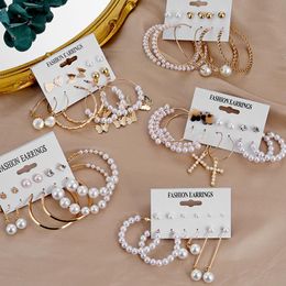 Dangle & Chandelier Vintage Pearl Earrings For Women Big Gold Cross Set Of Long Tassel Butterfly Drop 2022 JewelryDangle