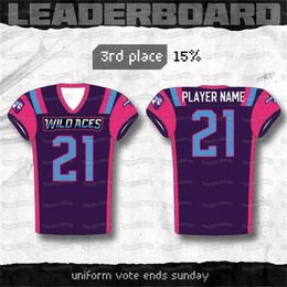 Wild Aces Fcf Fan Controlled Football League Custom American Football Jersey Men Women Youth High Quality Fast Shipping