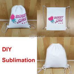 White Sublimation Backpack Canvas Drawstring Bags Candy Gift Storage Bag Christmas Party Supplies Blank DIY Gifts 2022