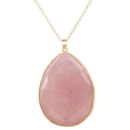 Natural Crystal Stone Gold Plated Pendant Necklaces With Chain For Women Girl Party Club Decor Wedding Birthday Jewelry