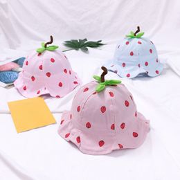 Cartoon Strawberry Hat Spring Summer Kids Cap Infant Outdoor Beach Panama For Boy Girls Toddler Sun bonnet 220630