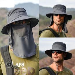 Berets Bucket Hats Men Spring Summer Outdoor Sunproof Fisherman Cap Bonnets Neckchief Scarf Mask Women For HatsBerets Wend22