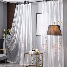 Curtain & Drapes Gauze For Living Room Bedroom Translucent And Impervious Window Chinese Solid Pure Colour White TulleCurtain