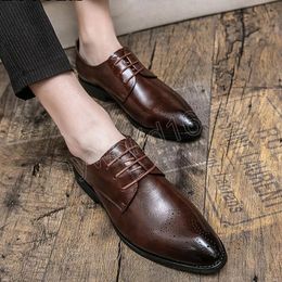 Oxford Men Shoes Leather From Italy Formal Elevator Shoes for Man Brown Dress Shoes Zapatos De Hombre