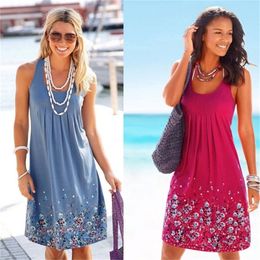 Dress Women Summer style Europe and the women s wear sleeveless printing loose mini Dresses Casual Vestidos CKX1032 220613