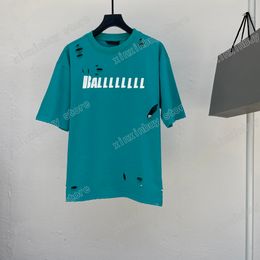 22SS Männer Designer T-Shirt Polo Farbe Ice Crack Buchstaben Drucken Kurzarm Mann Rundhalsausschnitt Streetwear Weiß Schwarz Blau Xinxinbuy XS-L