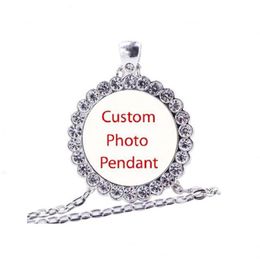 Pendant Necklaces Fashion 27MM Round For Women 2022 Vintage Custom Po Glass Dome Necklace Scrabble NecklacePendant