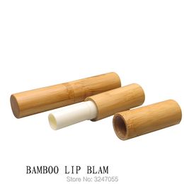 192pcs 3ML Slim Empty Bamboo Makeup Lip Balm Tube, Natural Bamboo Directly Filling Lip Rouge Container,