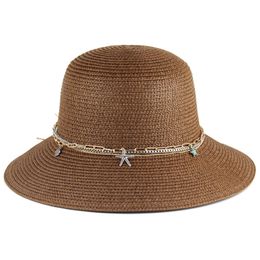 2022 Ladies Fashion Casual Fisherman Hat Summer Sunshade Sun Hat Foldable Outdoor Vacation Seaside Panama Straw Hat Dome Beach