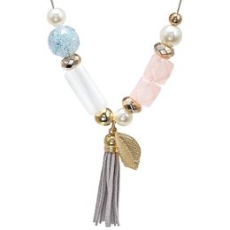 Pendant Necklaces Women's Acrylic Beads Necklace With Simulated Pearl For Women Tassel & Pendants Fashion Jewelry Gifts NR053Pendant