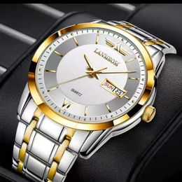 Wristwatches Genuine Men's Steel Belt Waterproof Quartz Watch Luminous Calendar Student Sports Timing Multi-Function WatchWristwatches
