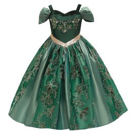 Girl's Dresses Princess Dress For 4 8 10 Yrs Girl Halloween Green Costume Kids Children Carnival Disguise Party Wear Clothes