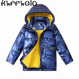 New Washing Free Children Down Jacket 2021 Men And Women Middle And Big Children Long Hooded Jacket Hooded And Thickened J220718