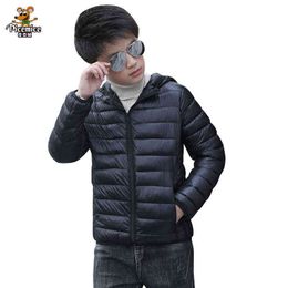2022 Autumn Winter Hooded Children Down Jackets For Girls Candy Colour Warm Kids Down Jackets For Boys 3-14 years Outerwear Clothing J220718