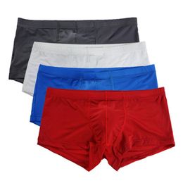 Underpants Ultra-thin Men Underwear Boxer Marca Solid Translucent Breathable Bulge Pouch Cuecas Calzoncillos Hombre Drop