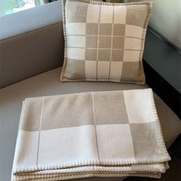 High Luxury Cashmere and Pillow sets Flight Square Wool pillow case Textile Room Decoration Blanket