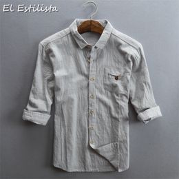 Casual Mens Half Sleeve Soft Linen Shirts Loose Thin Slim Fit Summer Clothes Turndown Collar Solid Color Shirt Mens Streetwear