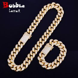 heavy set men UK - Miami Cuban Chain Jewelry Necklace Bracelet Set Gold Color for Men Heavy Choker Hip Hop Rock Street Jewelry Charms Material Copper230G