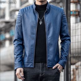 New Motorcycle Leather Jacket Fashion Men's Designer Punk Wind Oblique Zipper Design Men's Leather Jacket Coat L220801